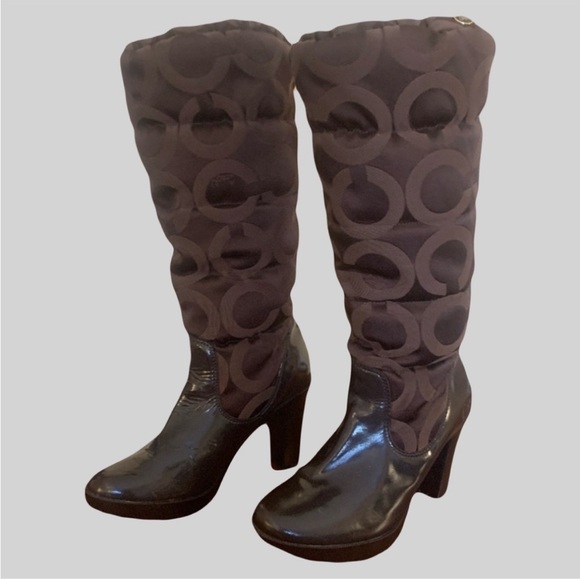 🛑 SOLD | Coach Black Brown Puffer Boots - Picture 1 of 4